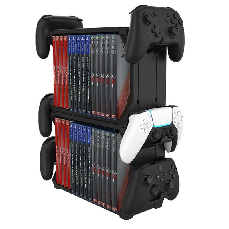Gaming Accessories Rack - Supporto per Giochi con Porta Controller,