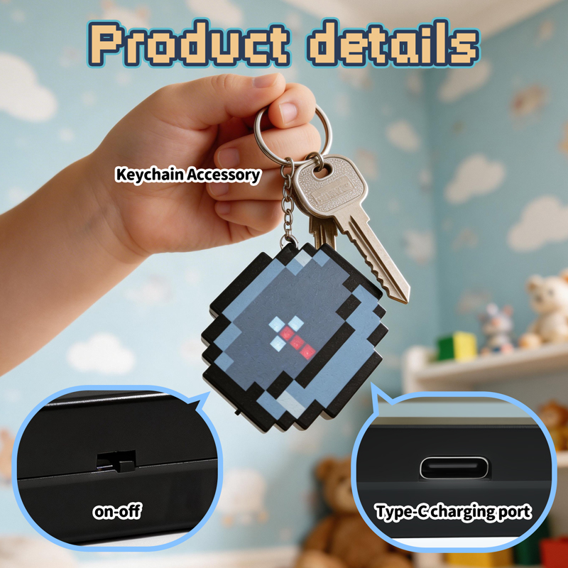 Gaming Accessories Girly - Nuovo 2026 Bussola Pixel Ricaricabile Portachiavi,