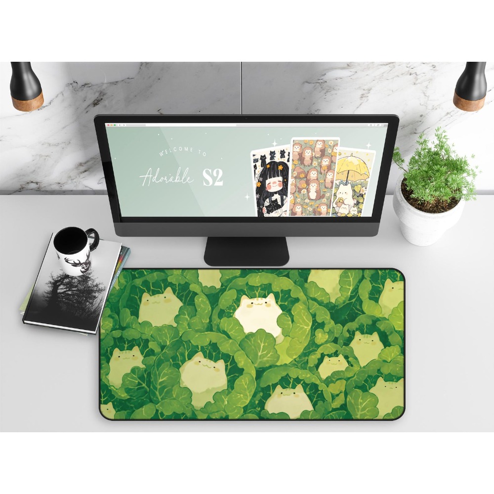 Gaming Accessories Officeworks - Tappetino da scrivania Kawaii, gatti carini